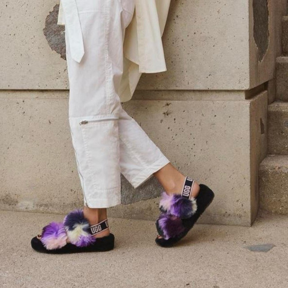 UGG Women's Plush Purple and Black Slippers